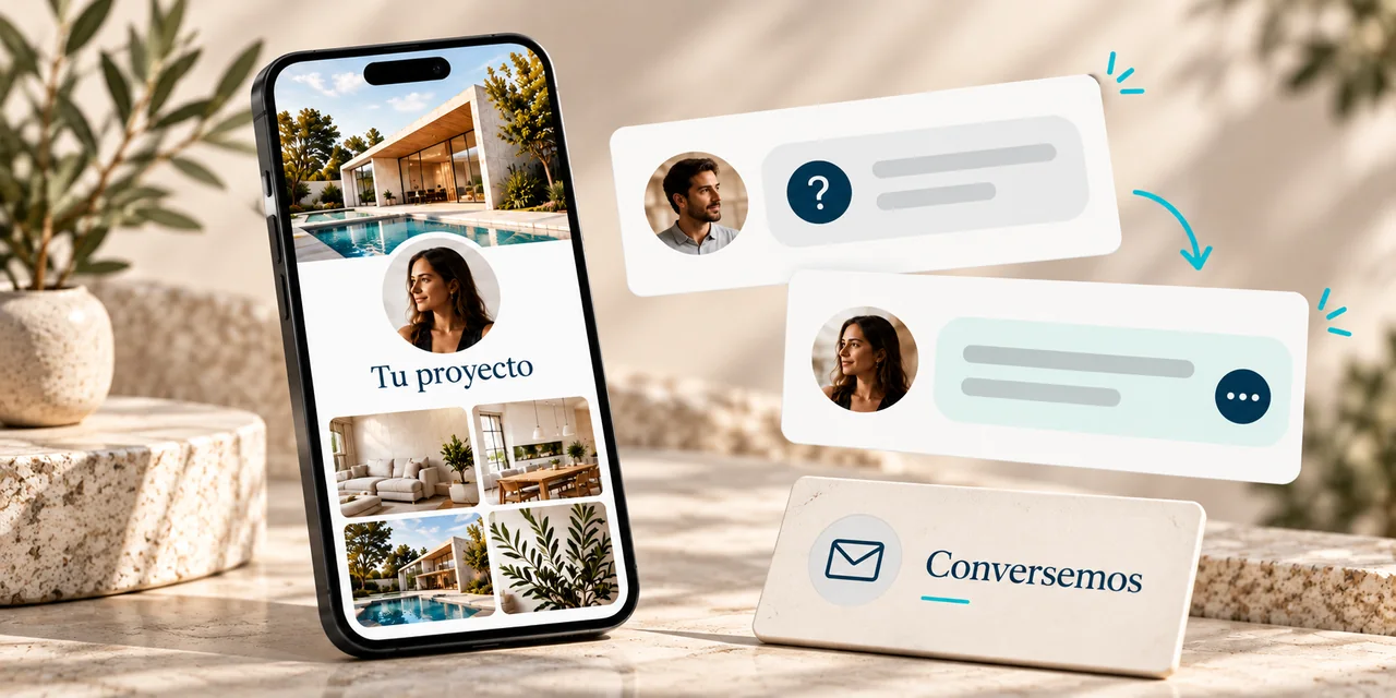 Un perfil junto a tarjetas de conversación y contacto