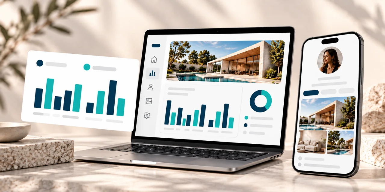 Concept visit and click statistics beside a profile