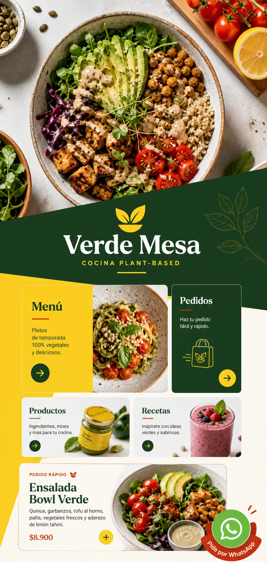 Caso simulado Verde Mesa, perfil personalizado para gastronomía vegetal
