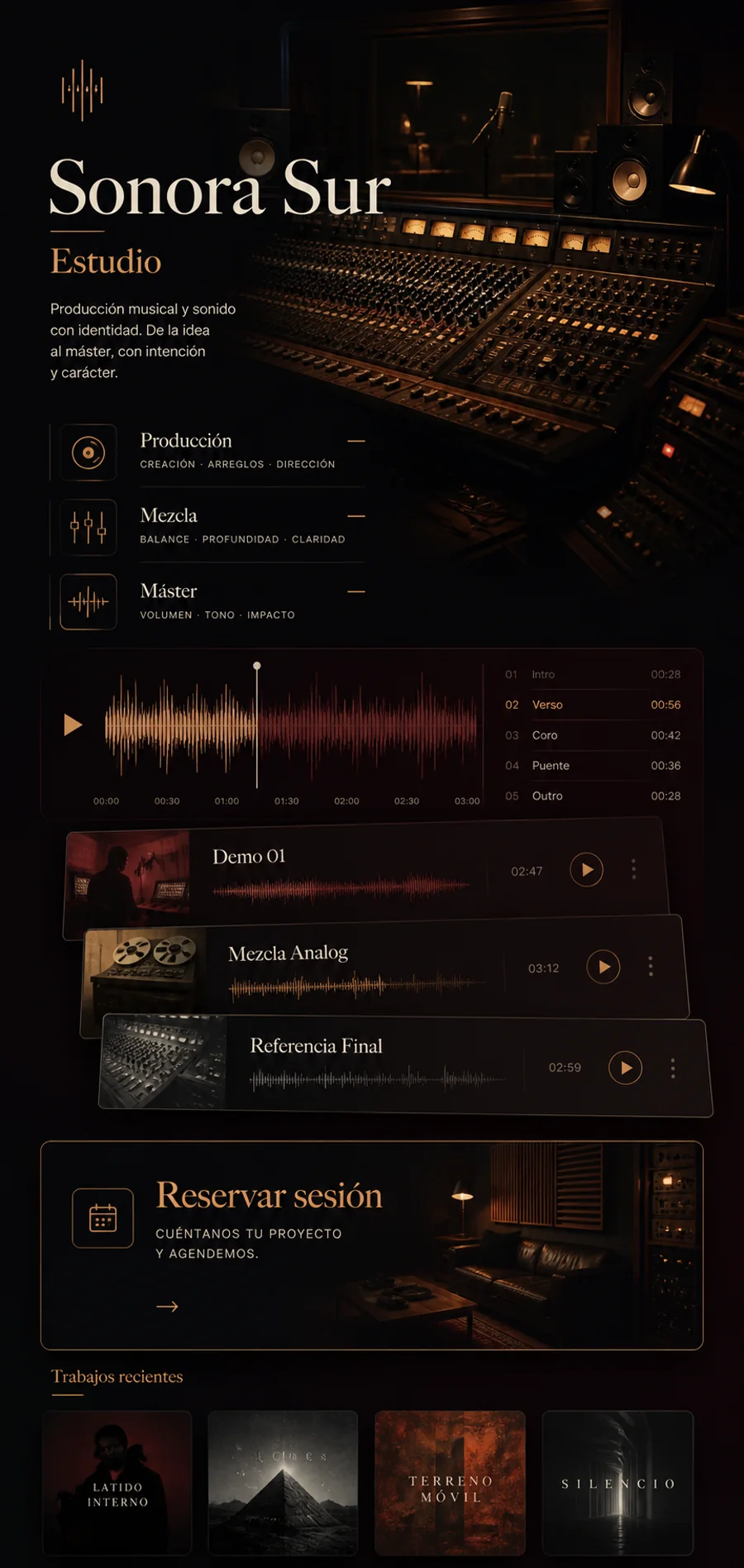 Caso simulado Sonora Sur, perfil personalizado para música y producción
